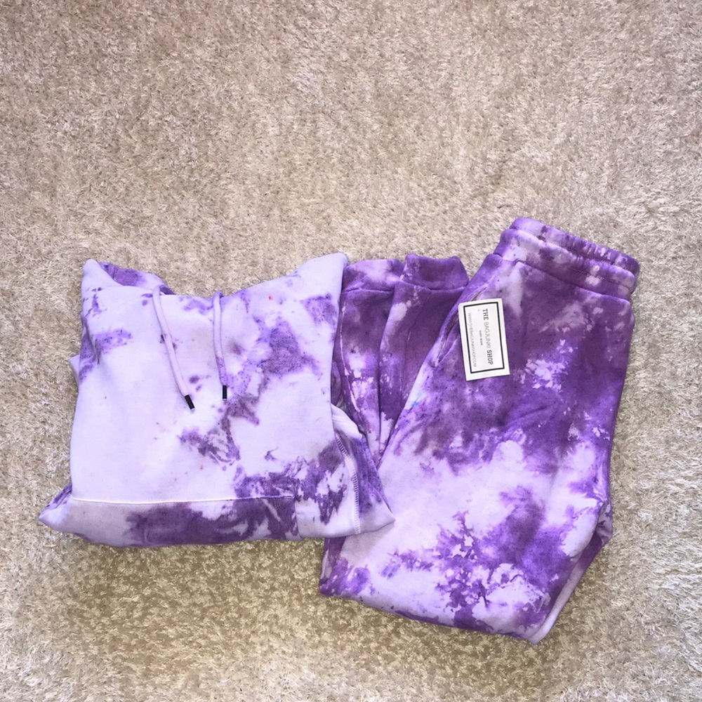 Purple Tie-Dye Hoodie and Sweat Pants Set